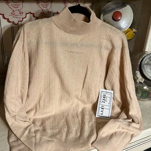 High necked tan 100% cashmere by Erez Levy